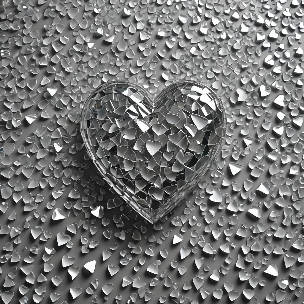 Shattered Glass Heart Sculpture