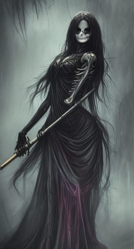 Young Grim Reaper Biopunk Portrait