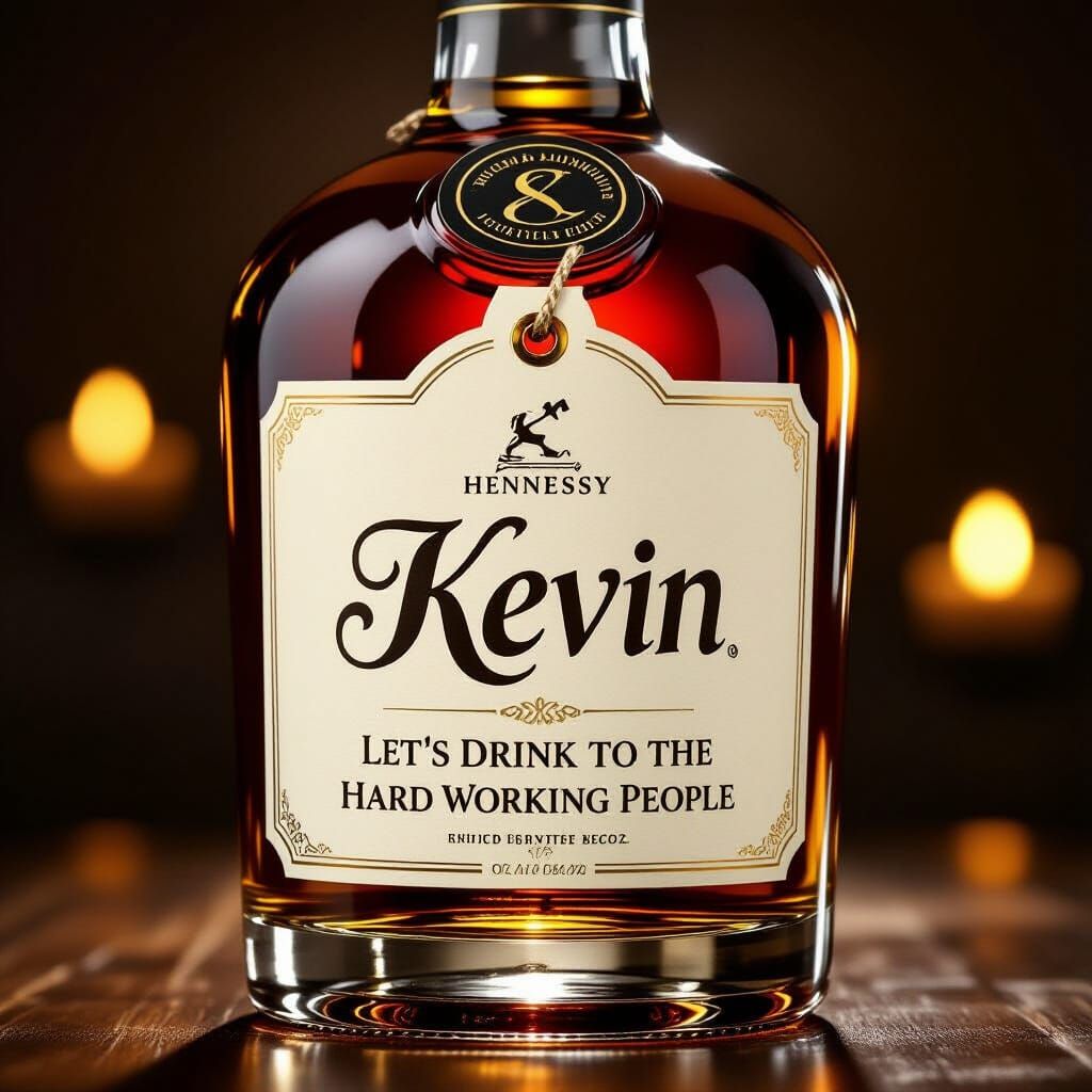 Luxury Hennessy Bottle with Custom "Kevin" Tag
