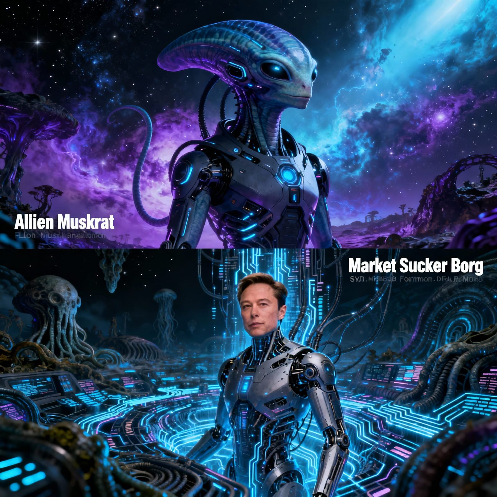 Alien Muskrat Meets Market Sucker Borg in Cosmic Battle