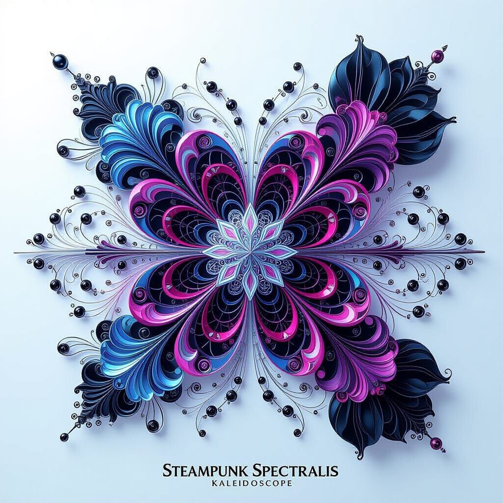 Steampunk Spectralis Kaleidoscope in Neon X-Ray Style