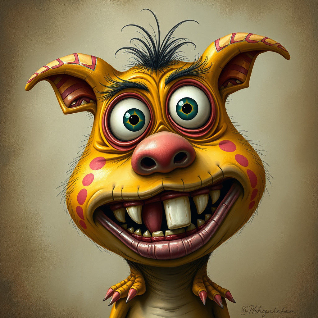 Whimsical Creature in Camille Rose Garcia Style