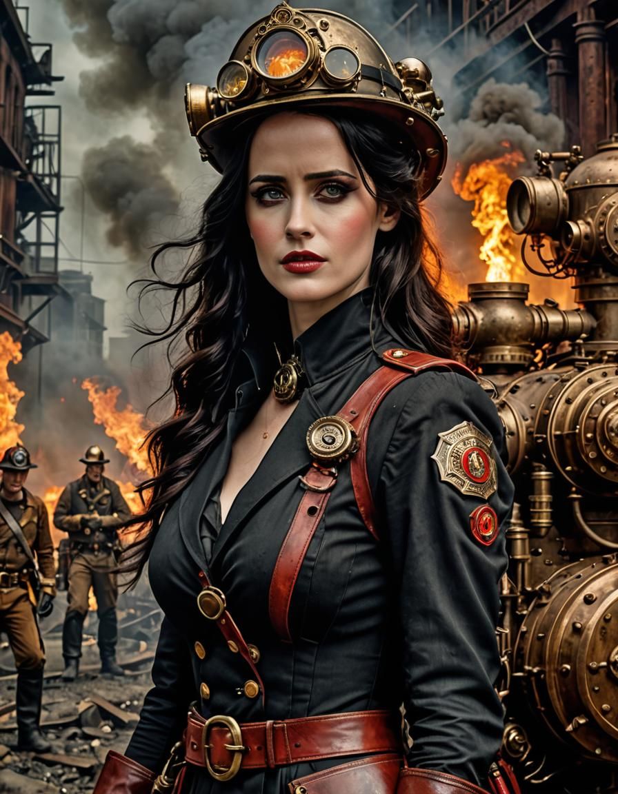 Eva Green as steampunk firefighter