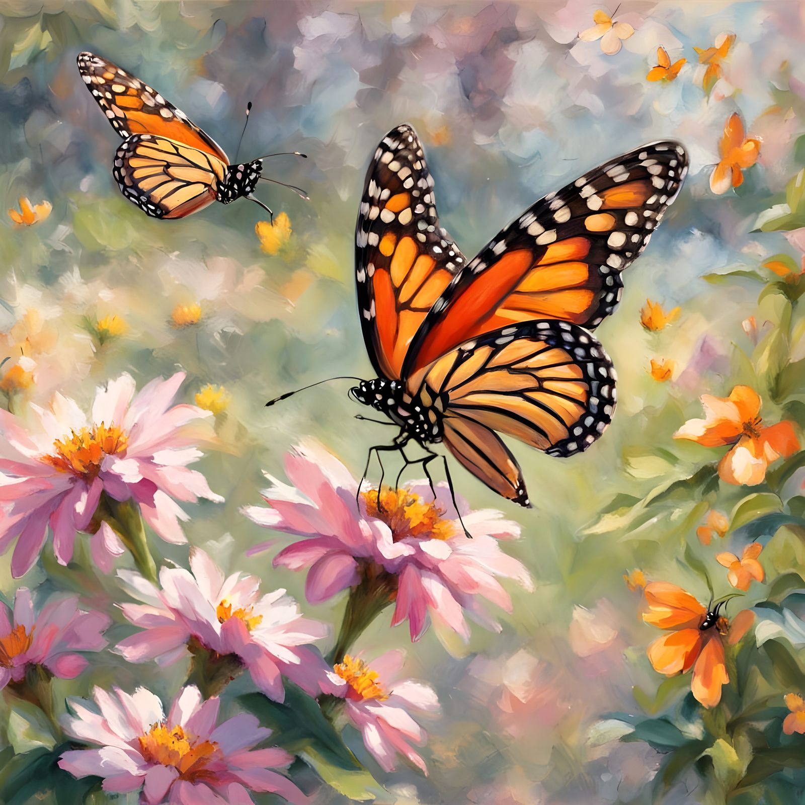 Vibrant Butterflies Dance in a Spring Garden