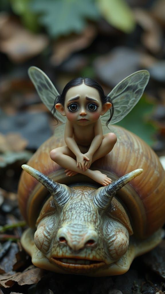Sad Fairy Rides a Matching Snail