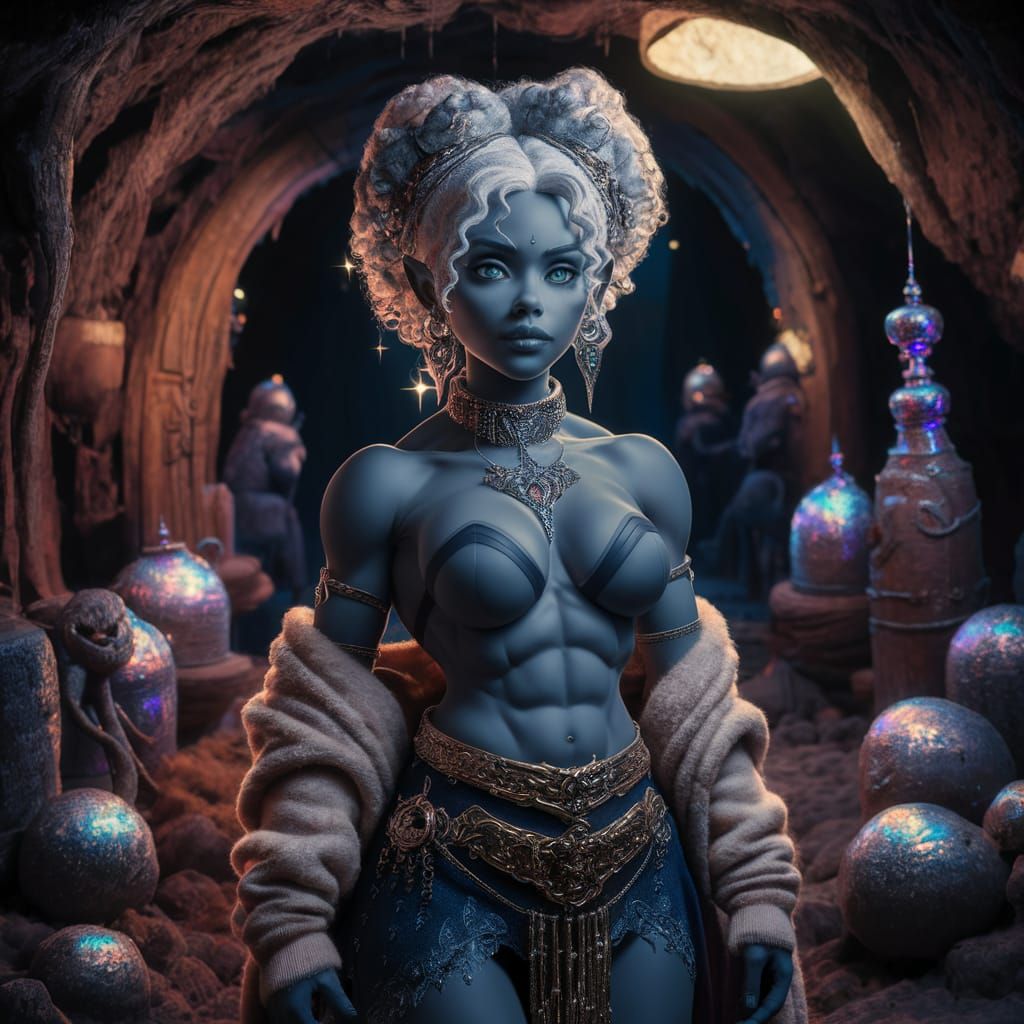 Drow Cleric of Lolth: 3D Anime-Realism Portrait