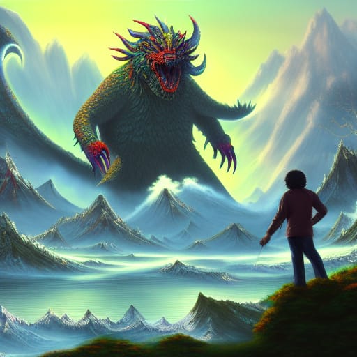 Bob Ross as a Kaiju Monster
