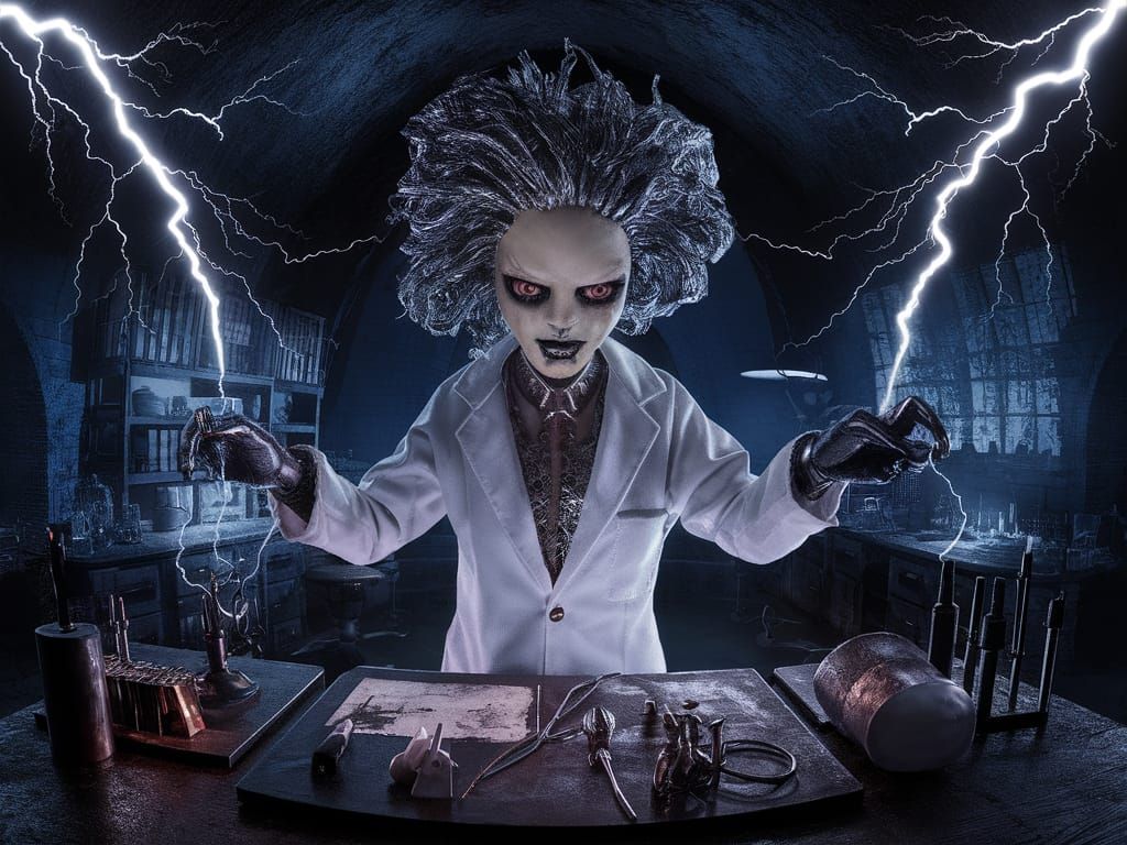 Mad Scientist Living Doll in Dark Dungeon Laboratory