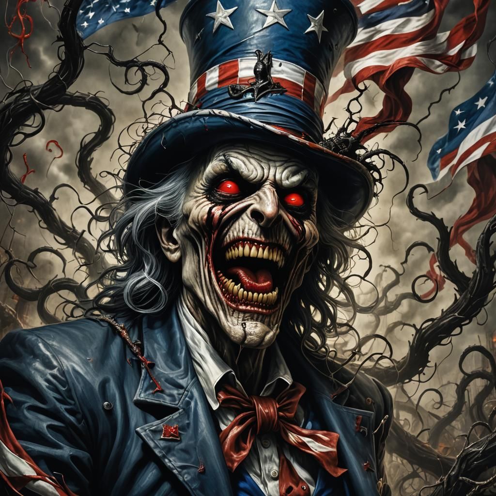Uncle Sam Possessed by Venom in Dark Surrealism