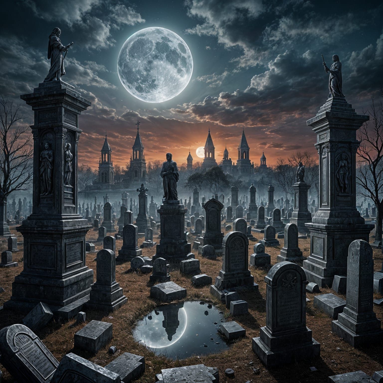 Graveyard Hole in Sky Digital Painting