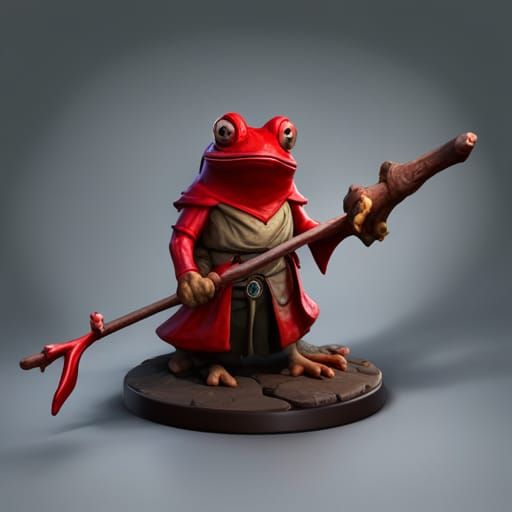 Red Poisonous Frog Wizard in Dark Fantasy Style