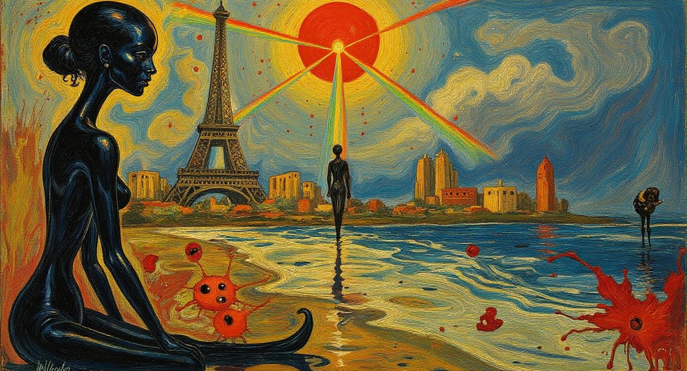 Rainbow Lasers from the Moon: Klimt-Inspired Art