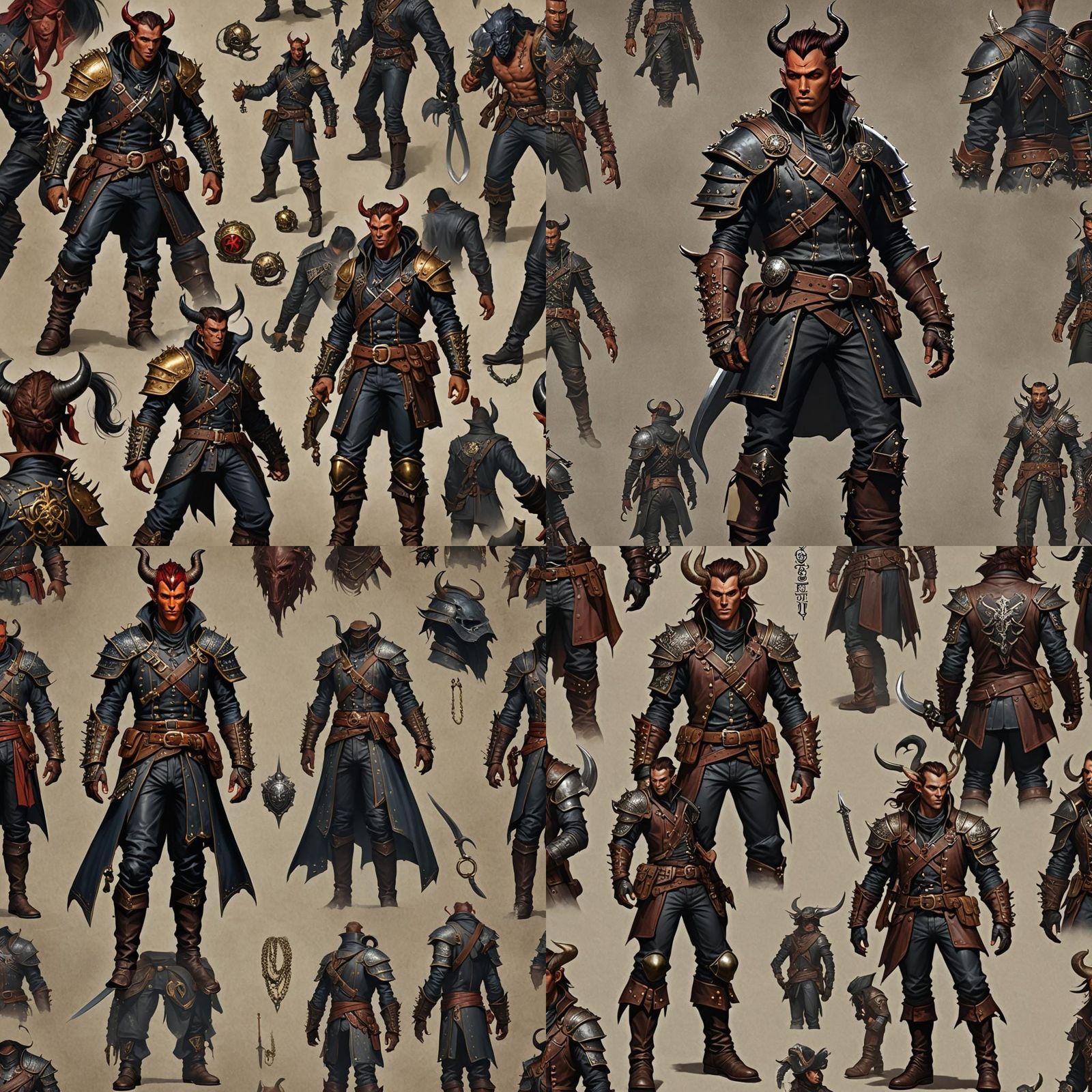 Tiefling Pirate Captain in Studded Leather Armor