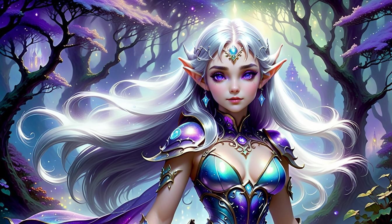 Ethereal Astral Elf with Silver Hair, Fantasy Art
