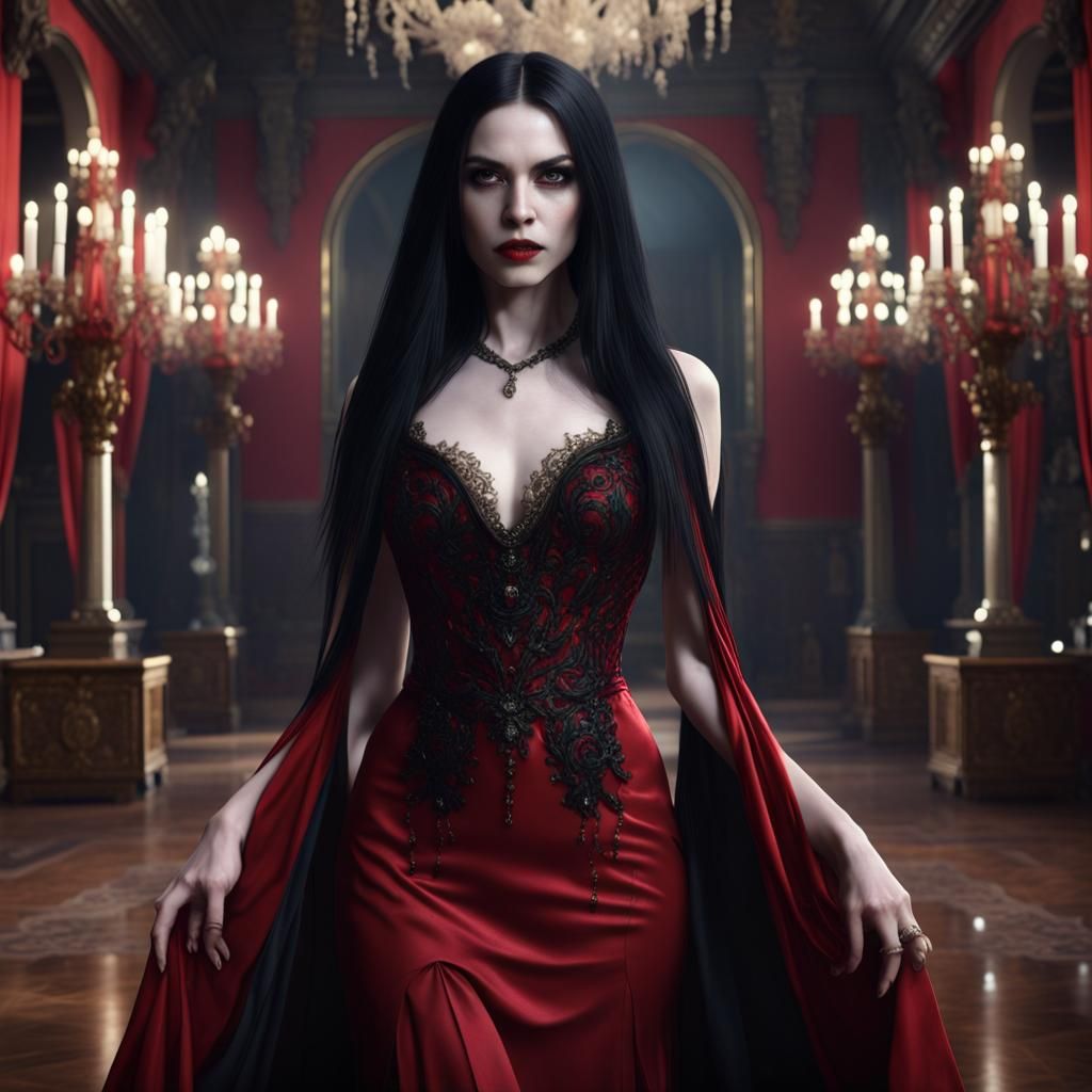 Elegant Vampire in Gothic Ballroom: Fantasy Concept Art