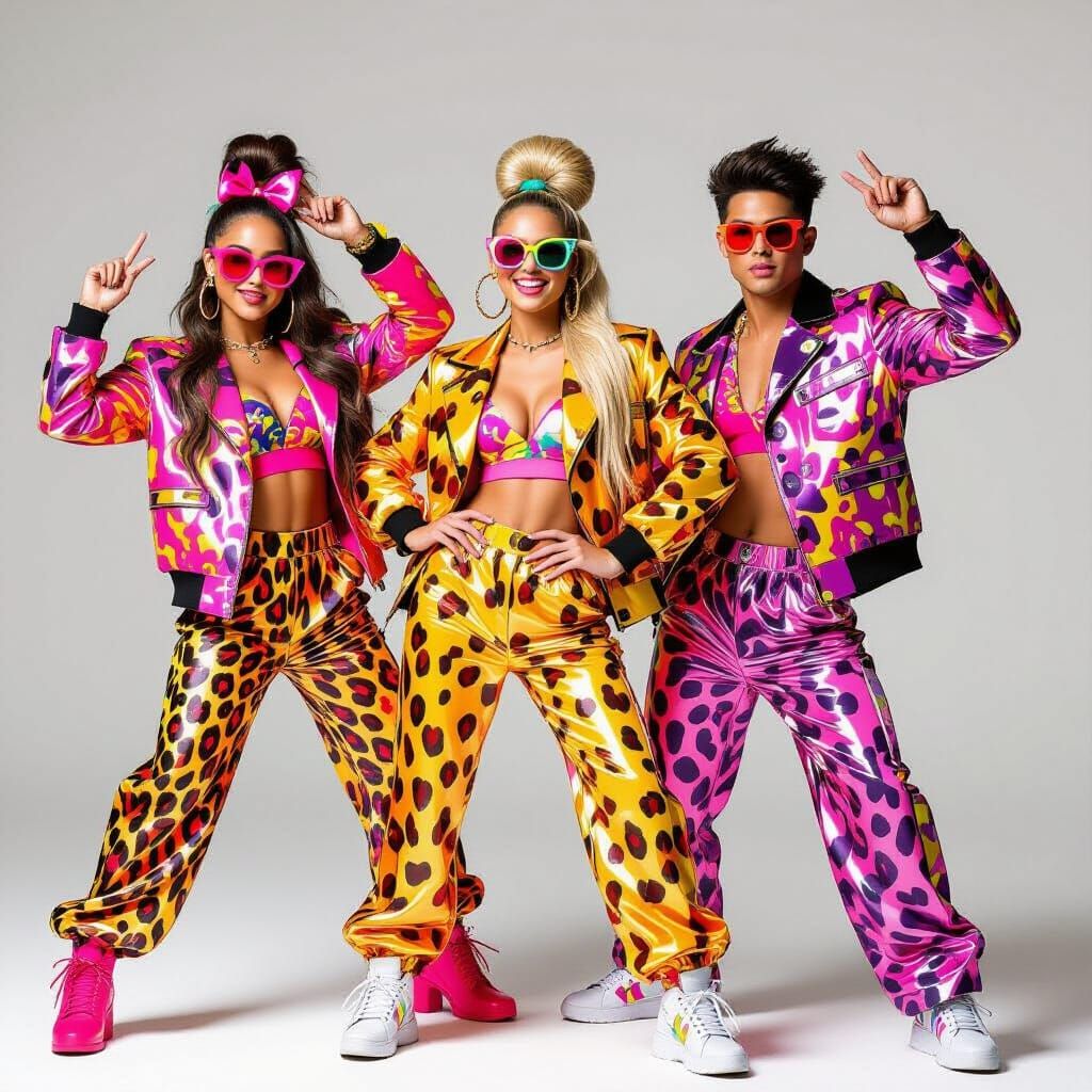 Cheetah-Themed Group in Pop Surrealist Style