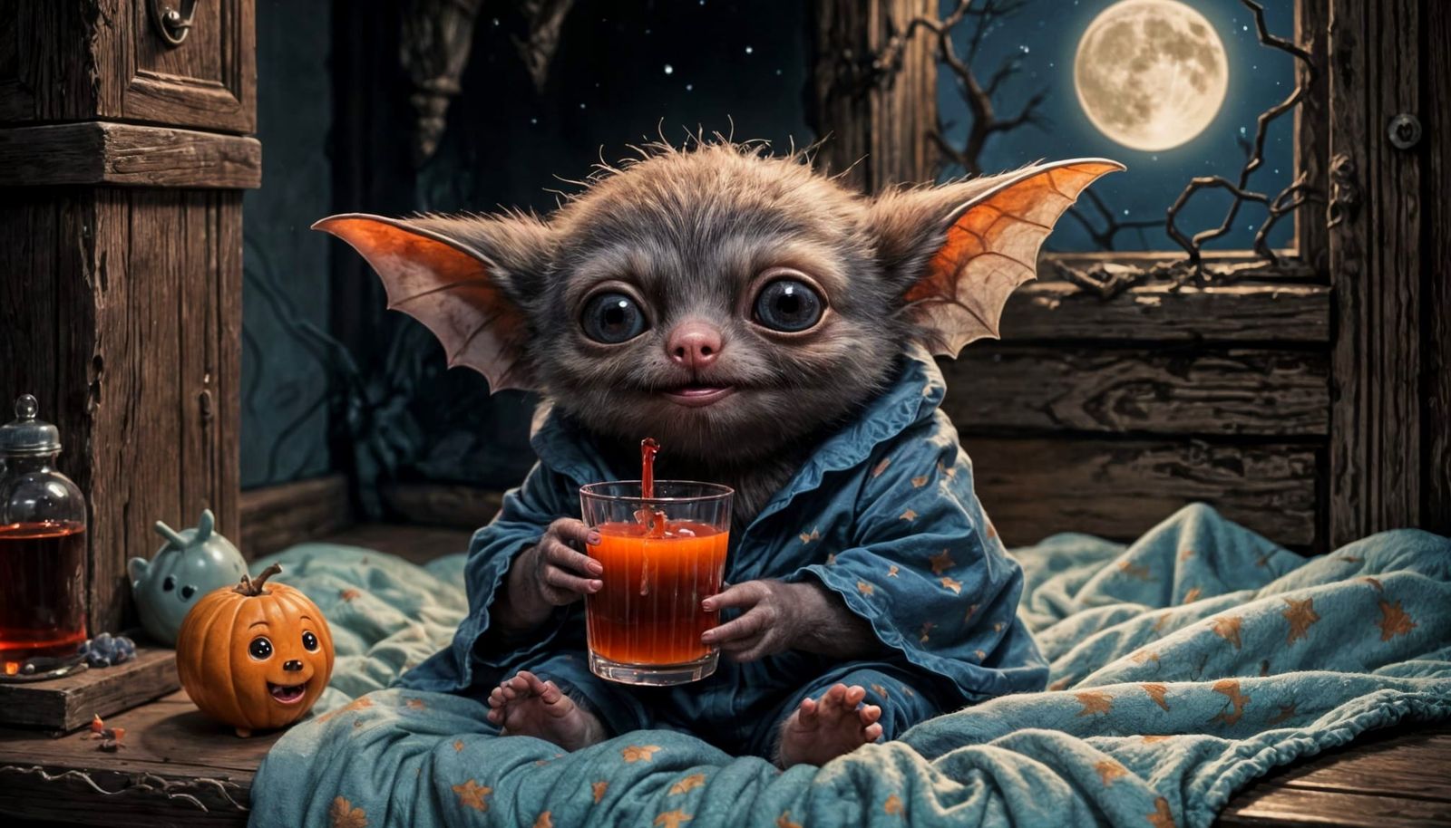 Vampire Bat in Pajamas: Oil-Color Glazing Technique