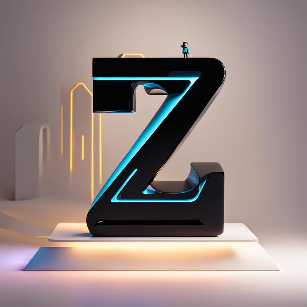 Cyberpunk Cartoon Sculpture of Letter Z