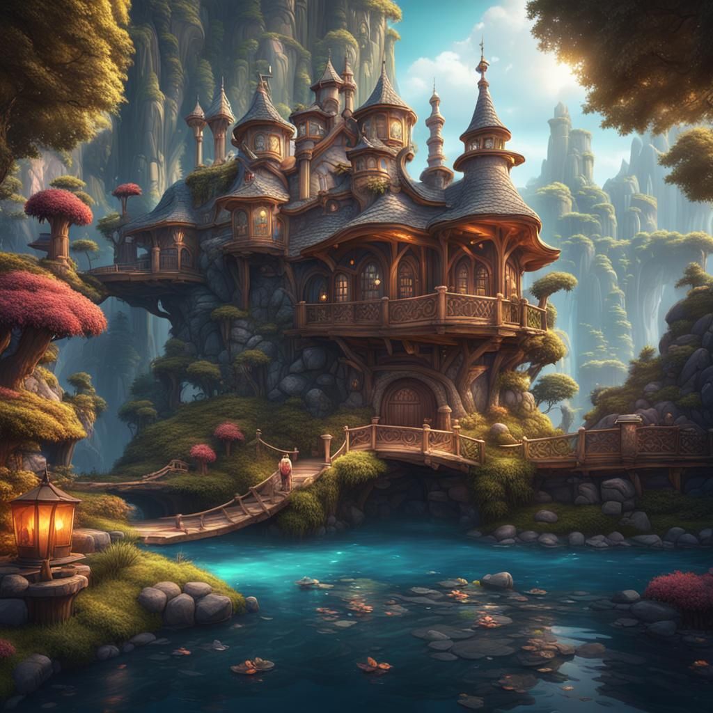 Fantastical Relaxing Place in Detailed Matte Painting