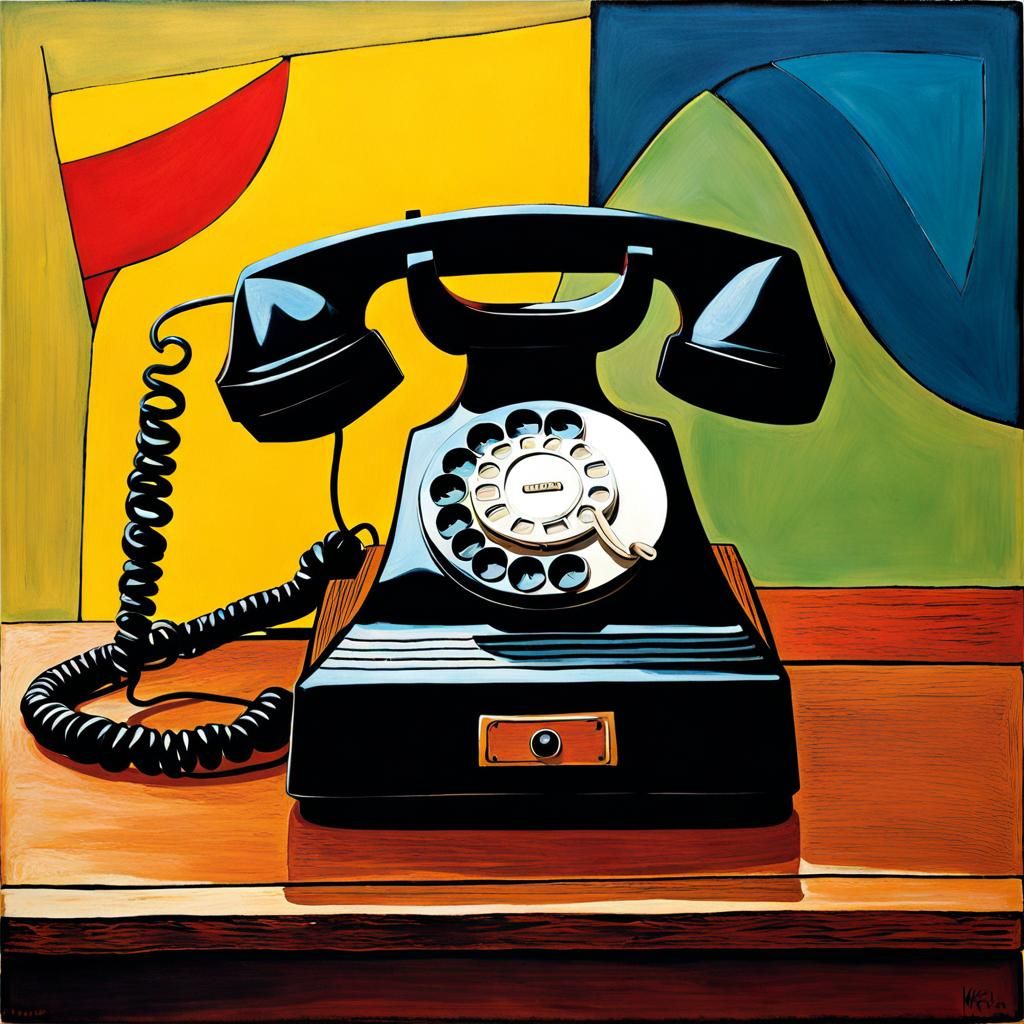 Abstract Vintage Telephone, Modern Art Style