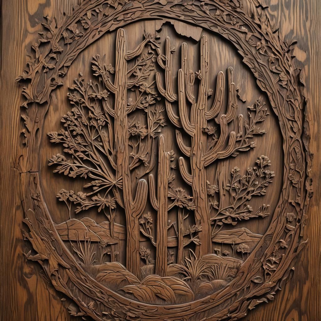 Creosote Wood Carving Celebrating Arizona