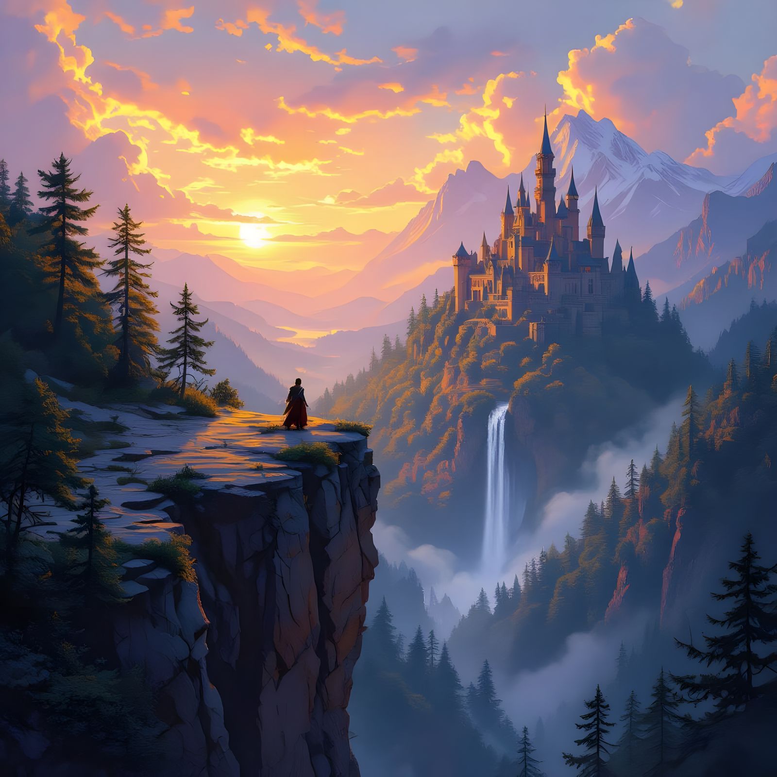 Fantasy Mountain Landscape in Dramatic Lighting