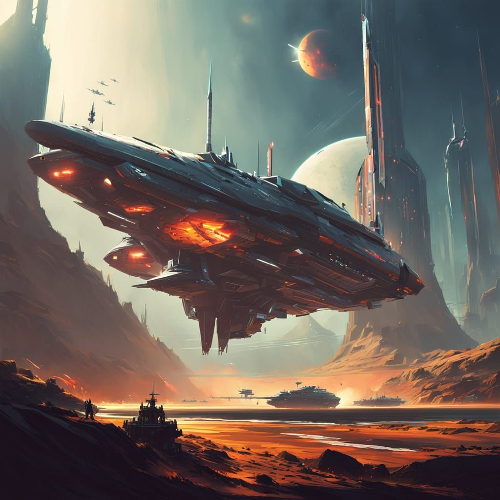 Sparth-Inspired Alien Space Battle Amid Twin Suns