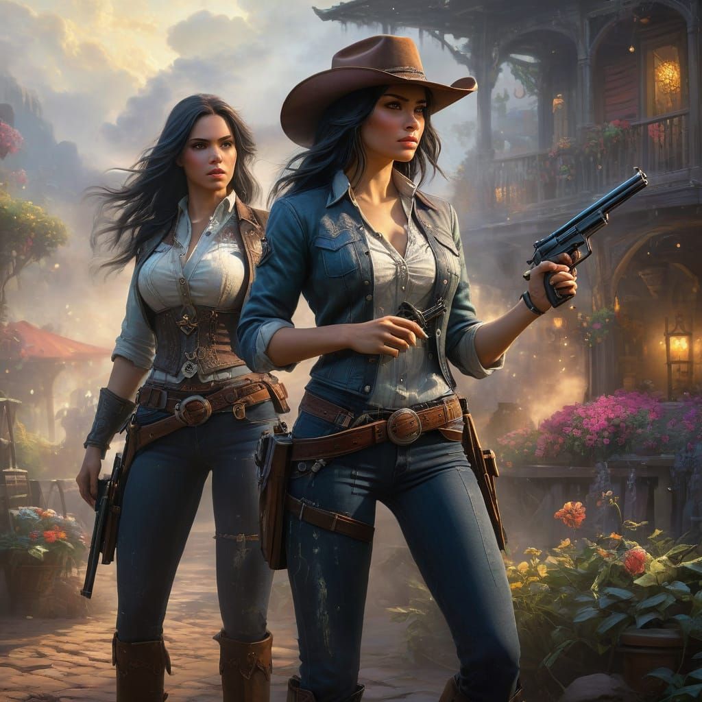 two cowgirls fighting