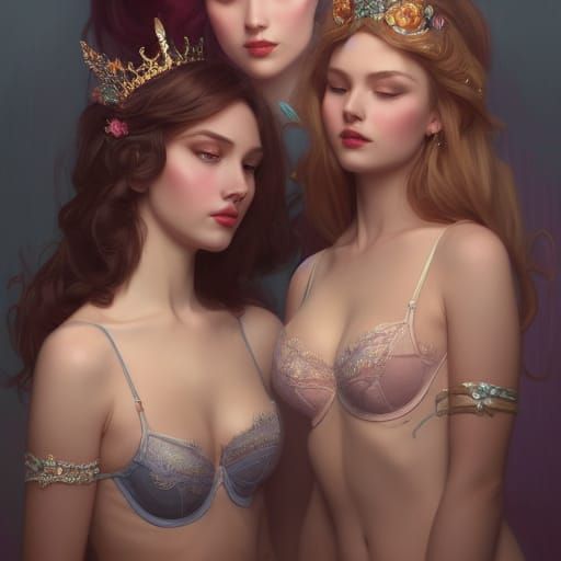 Princesses in Lingerie: Hyperdetailed Portrait