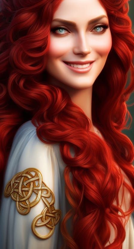 Celtic Goddess Portrait in Digital Painting Style