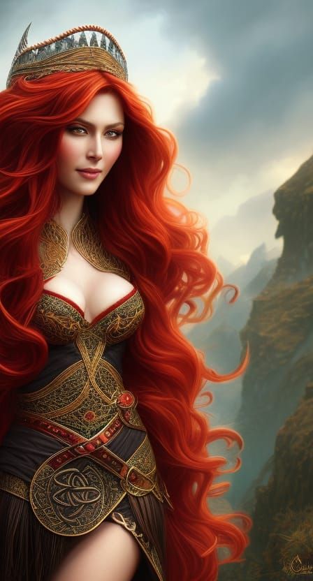 Celtic Goddess Portrait: Detailed Digital Art