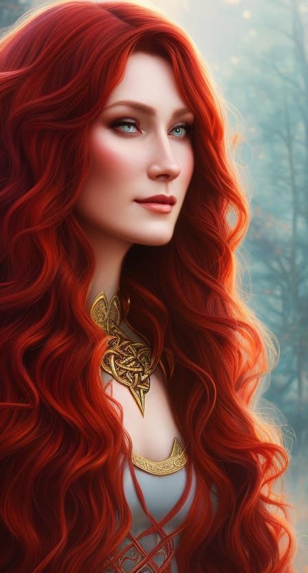 Celtic Goddess Portrait: Detailed Digital Art