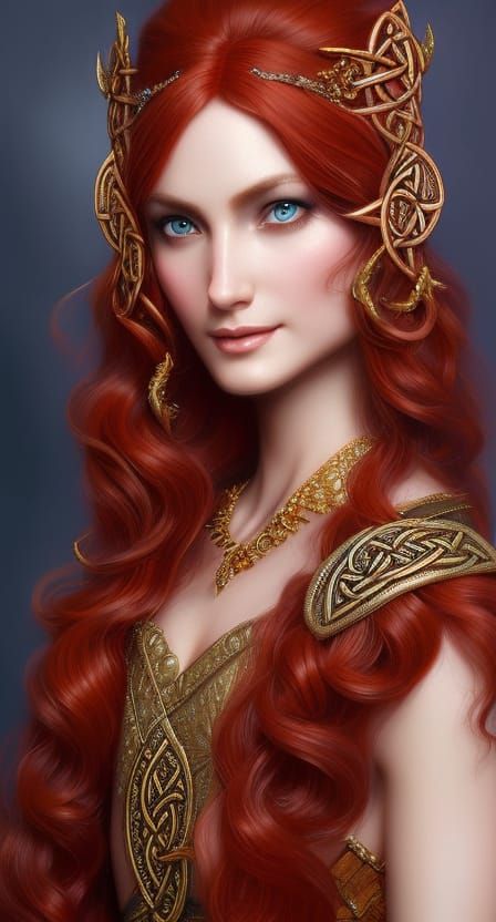Celtic Goddess Portrait: Detailed Digital Art