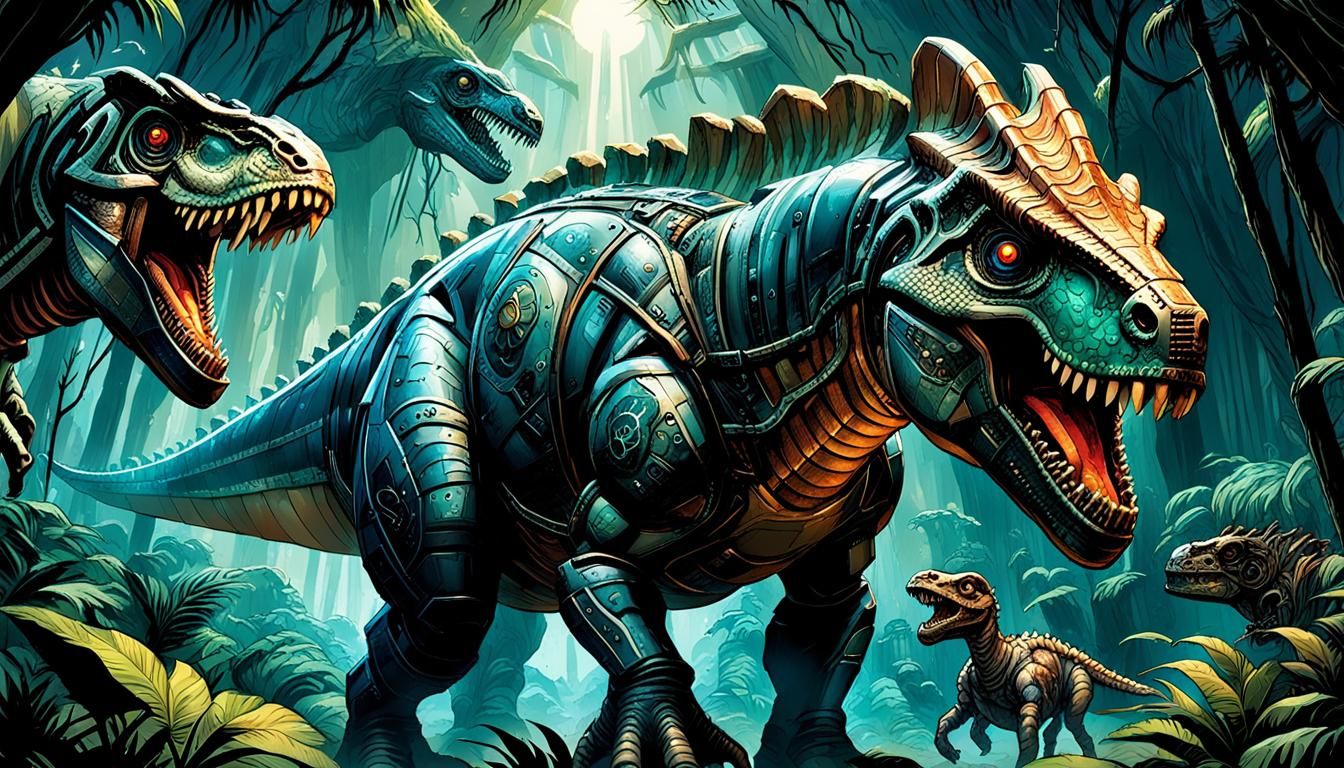 Mythological Cyborg Dinosaurs and Aliens in Comic Art