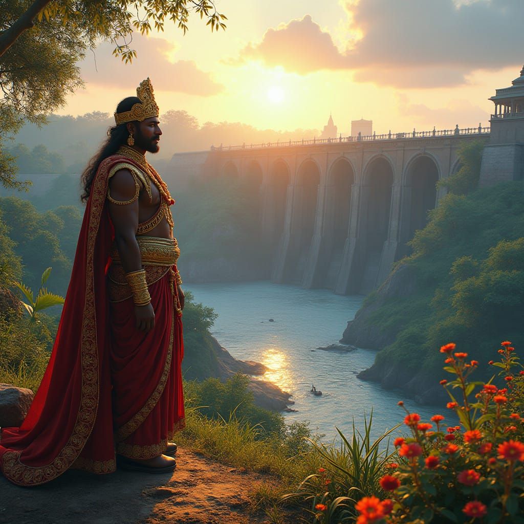 Regal King Karikala Cholan Stands Proudly Before Ancient Kal...