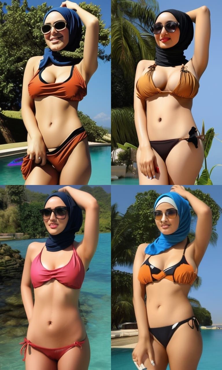 Hijabi in Bikini Full Body AI Image