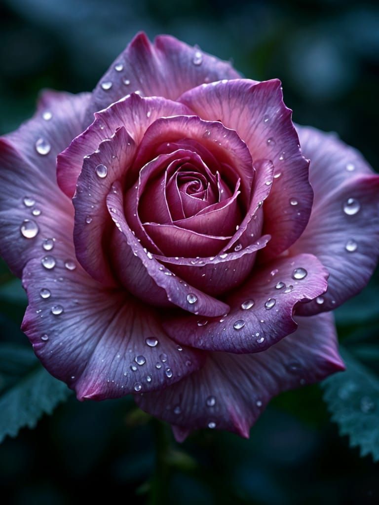 Surreal Iridescent Rose Blooms with Delicate Petals in Vibra...