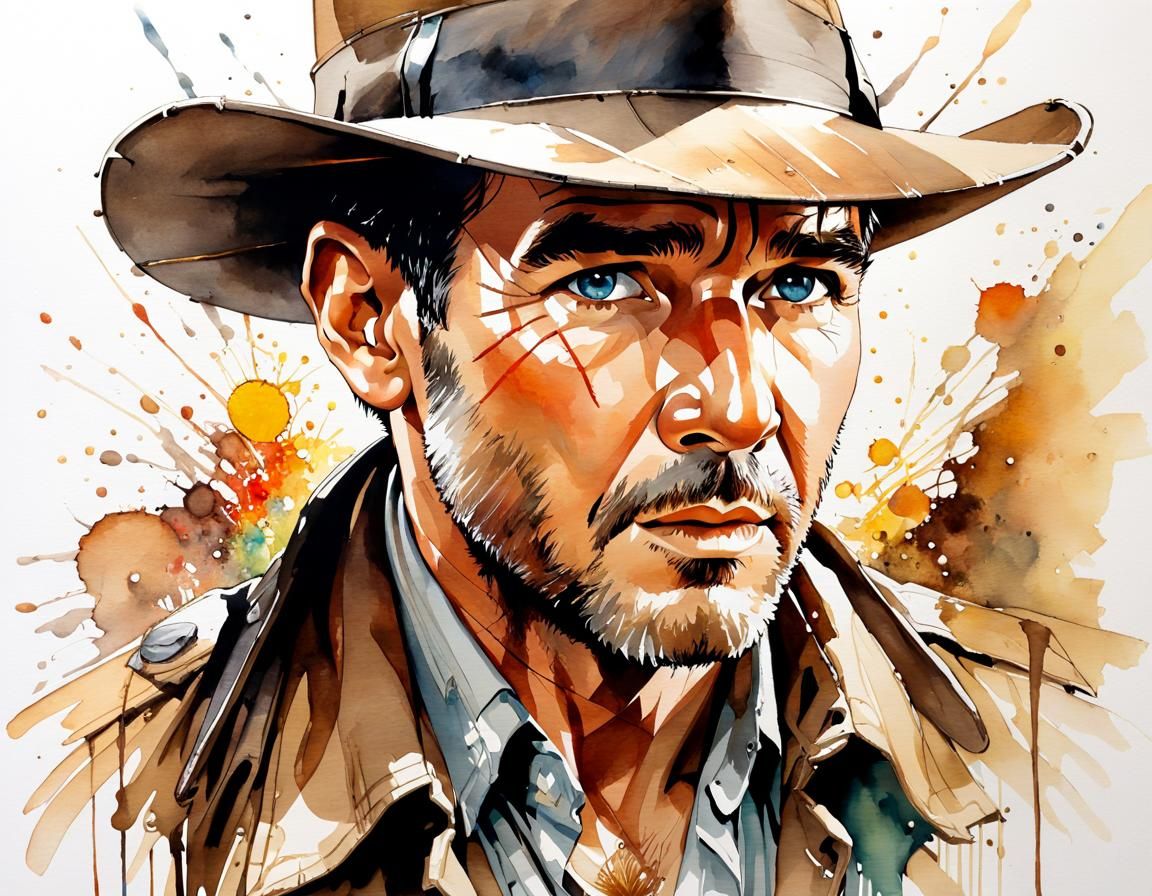 Young Indiana Jones: Watercolor Manga Portrait