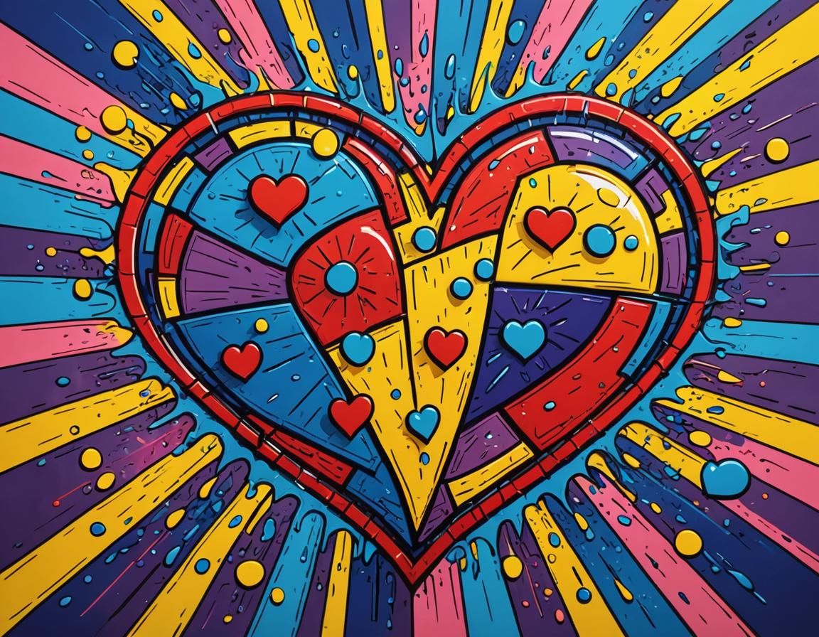 Emotional Heart in Pop Art Illustration