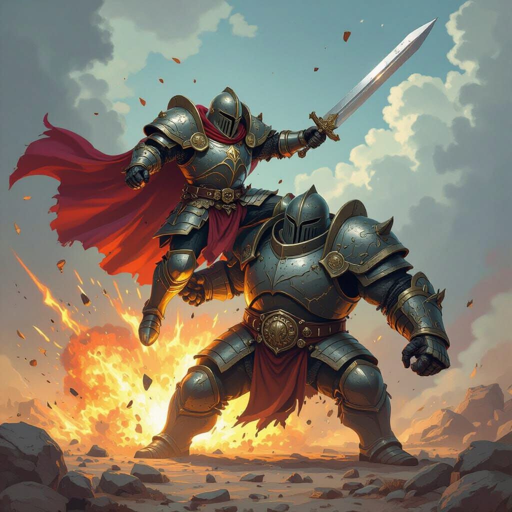 Mega Knight Clash: Stylized Fantasy Illustration