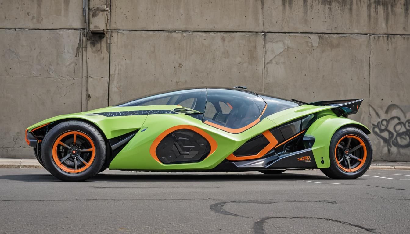 Cyberpunk Bubble-Buggy with Murals and Tech Details