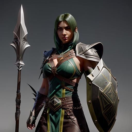 Anthropomorphic Lizard Warrior with Spear and Shield