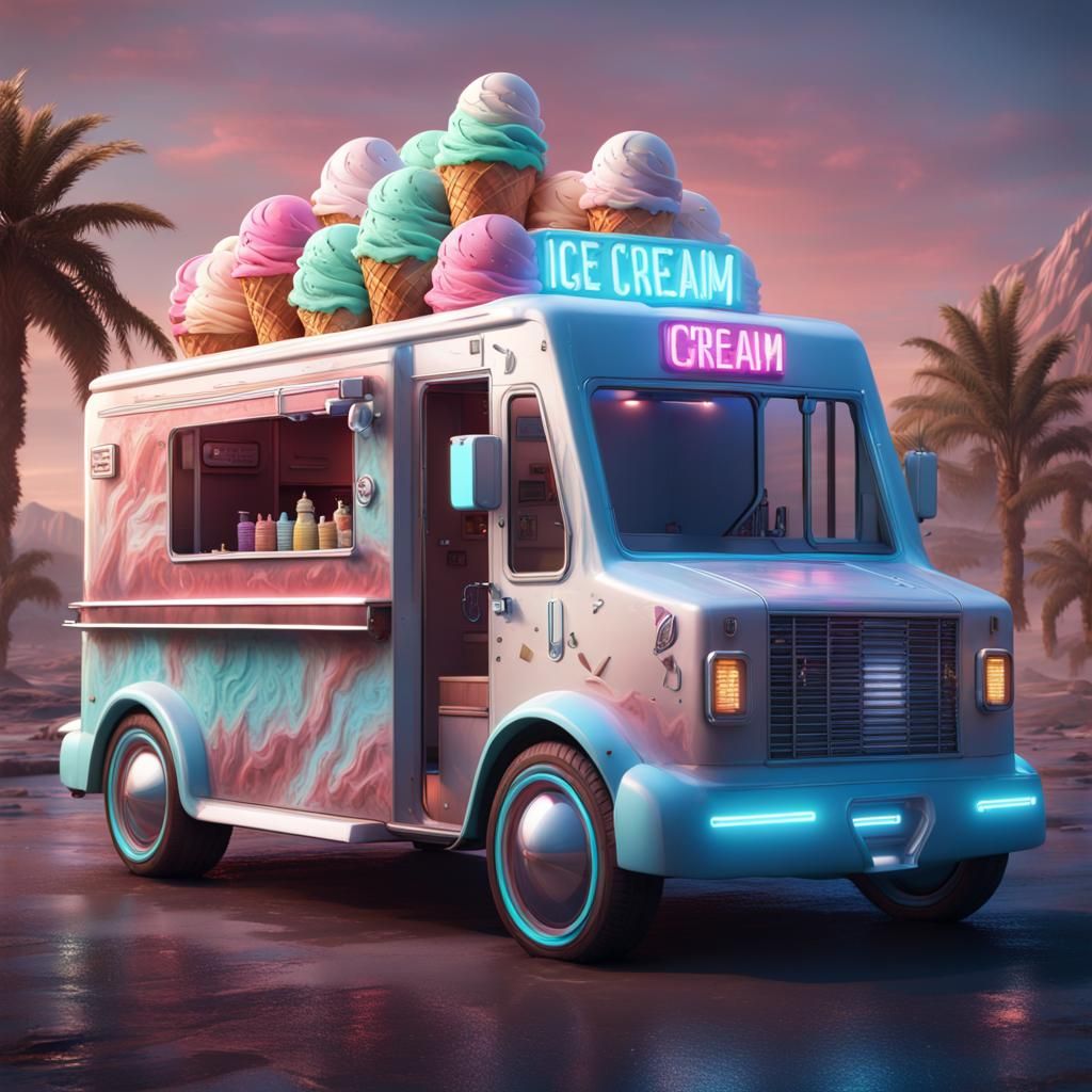 Futuristic Ice Cream Truck Concept Art