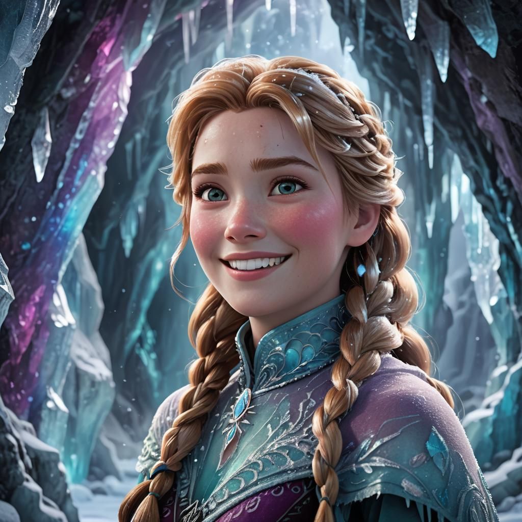 Anna from Frozen in an Icy Cave