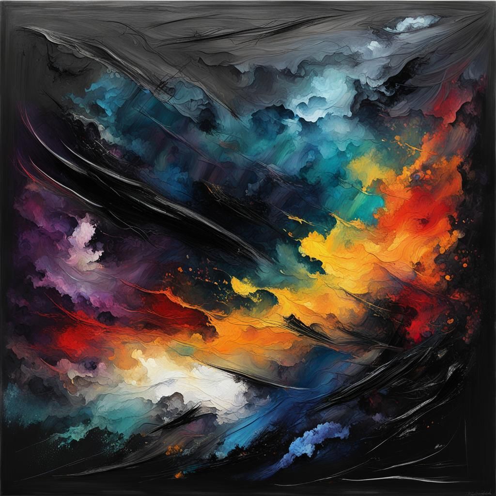 Abstract Painting of Sorrowful Soul in Dark Tones