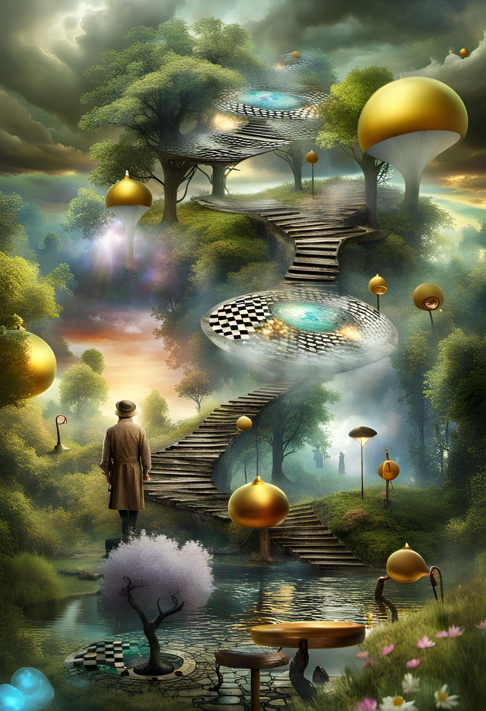 Magical Biopunk Landscape with Golden Section