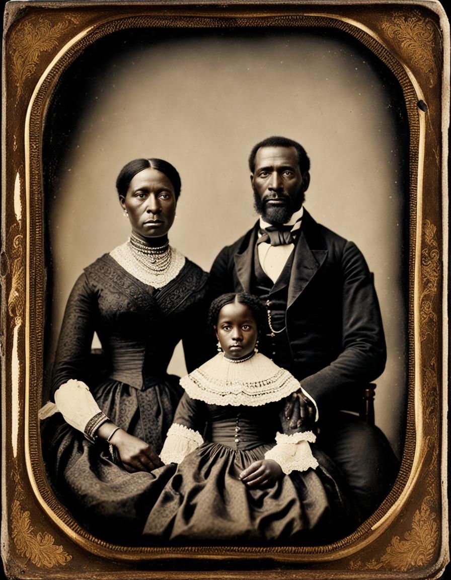 Vintage Daguerreotype Portrait of a Black Family