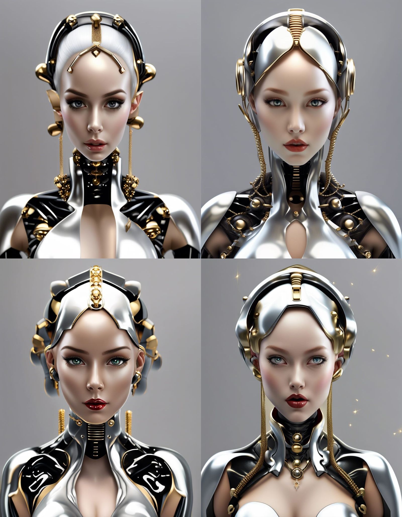 Advanced Android Goddess with Metallic Ponytail