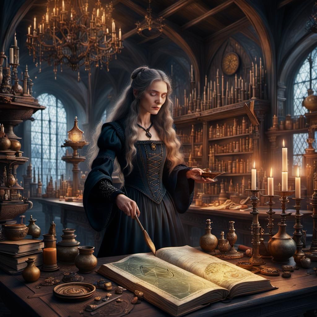 Medieval alchemy laboratory