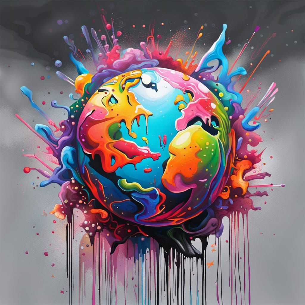 Colorful Graffiti Art of the World in Splash Style